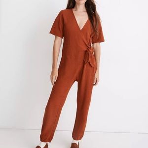 Madewell Knit Tie-Knot Texture Jumpsuit Brown  hipster fall casual hippie Size M